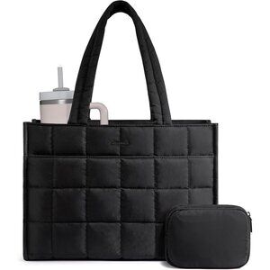 Tote Bag for Women, Puffer Work Handbag 15.6 Inch Laptop Purse for Nurse Teacher